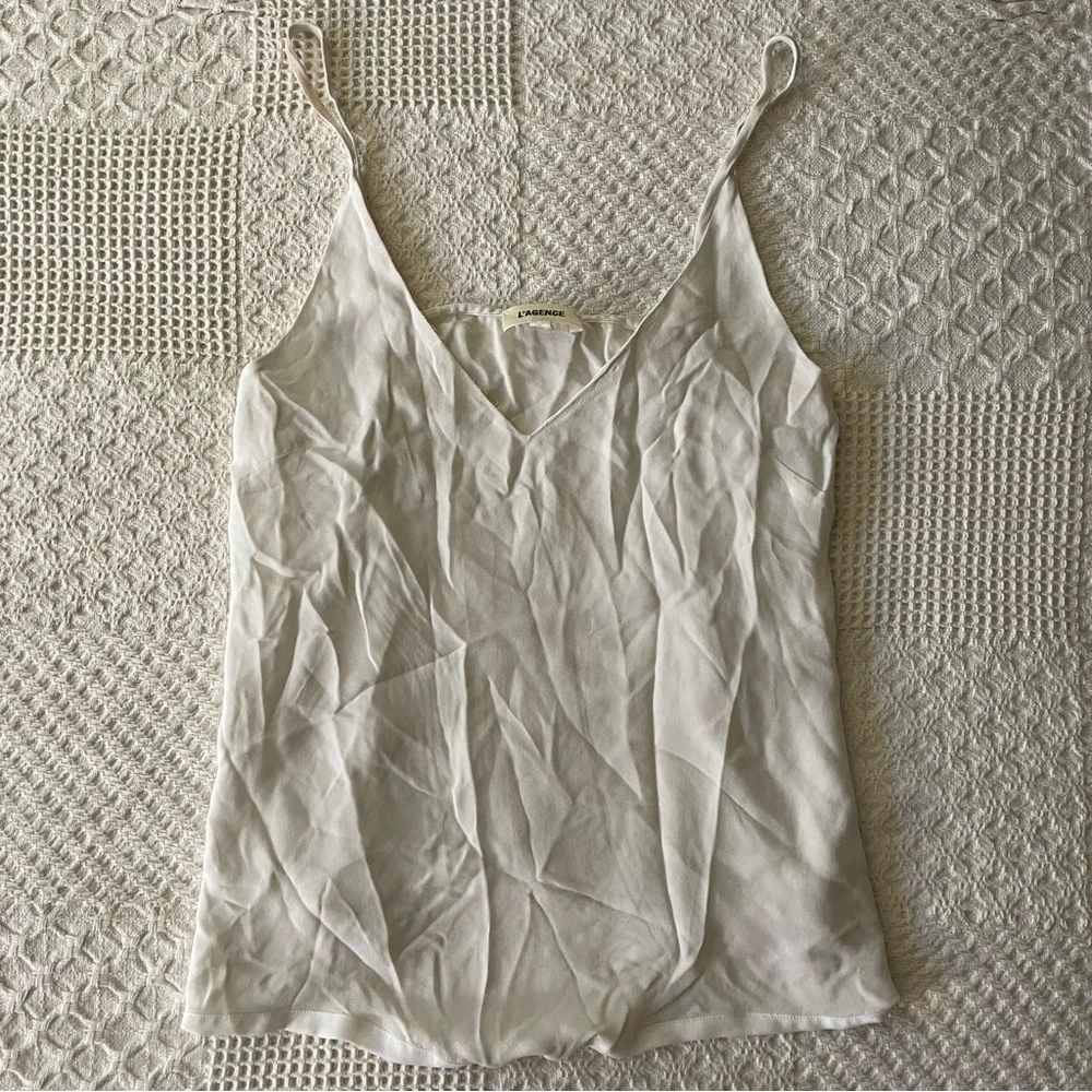 Gabriella Silk V-Neck Tank - Ivory - Picture 4 of 8